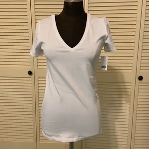 NWT TWO banana republic white v-neck tees